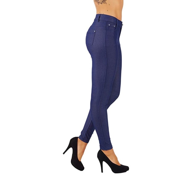 Yelete Pants - Jean Look Jeggings Slim Fit Pull Up Pants